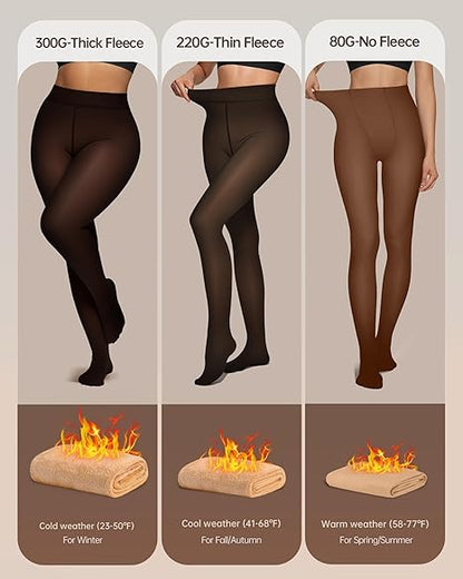 Thermal Fleece-Lined Tights: Fake Sheer Look Leggings (2-Pack)