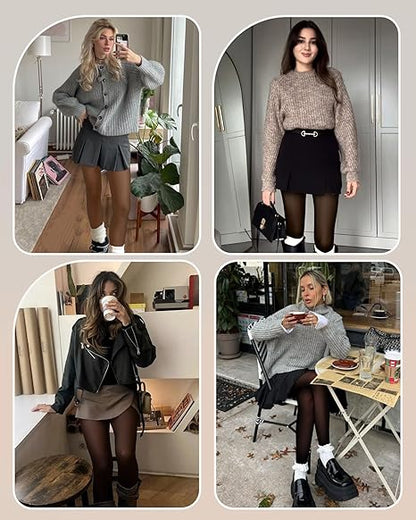 Thermal Fleece-Lined Tights: Fake Sheer Look Leggings (2-Pack)
